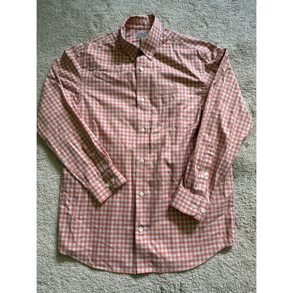 Duluth Trading Company Long Sleeve Button Down Orange‎ Checkered Size Medium